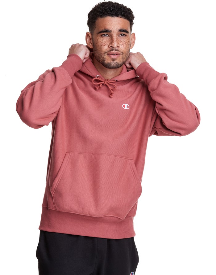 Champion Mens Hoodie NZ - Reverse Weave All Over Print Coral ( 7502-ITBOL )